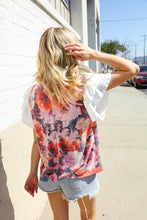 Load image into Gallery viewer, You Got This Floral Hacci TwoFer Short Ruffle Sleeve Blouse
