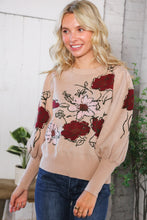 Load image into Gallery viewer, Scarlet Petals Bubble Sleeve Sweater
