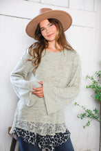 Load image into Gallery viewer, For the Love of Lace Leopard Trim Sweater
