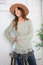 Load image into Gallery viewer, For the Love of Lace Leopard Trim Sweater
