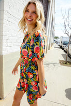 Load image into Gallery viewer, Sunny Days Floral Print Smocked Waist Back Neck Button Romper
