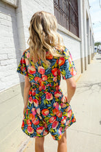 Load image into Gallery viewer, Sunny Days Floral Print Smocked Waist Back Neck Button Romper
