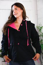 Load image into Gallery viewer, Glow Up Pink and Black Hooded Jacket

