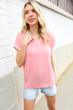 Load image into Gallery viewer, Weekend Ready Coral Collar Notch Neck Waffle Knit Top
