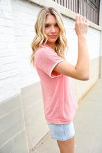 Load image into Gallery viewer, Weekend Ready Coral Collar Notch Neck Waffle Knit Top
