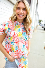 Load image into Gallery viewer, Eyes On You Ivory Abstract Print Frill Neck Double Flutter Sleeve Top
