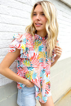 Load image into Gallery viewer, Eyes On You Ivory Abstract Print Frill Neck Double Flutter Sleeve Top

