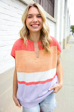 Load image into Gallery viewer, Lock Eyes Coral Notched Neck Drop Shoulder Sweater Top
