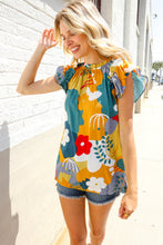 Load image into Gallery viewer, Be Bold Multicolor Abstract Print Flutter Sleeve Mock Neck Top
