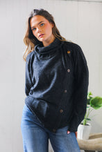 Load image into Gallery viewer, Buttoned Bliss Black Cozy Sweater
