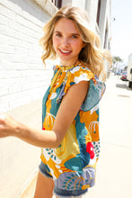 Load image into Gallery viewer, Be Bold Multicolor Abstract Print Flutter Sleeve Mock Neck Top
