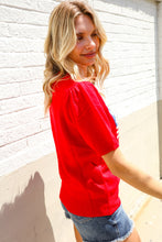 Load image into Gallery viewer, American Flag Bubble Short Sleeve Jacquard Sweater Knit Pullover
