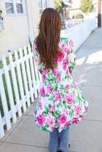 Load image into Gallery viewer, Be Bold Ivory Big Floral Hi-Lo Ruffle Hem Knit Top

