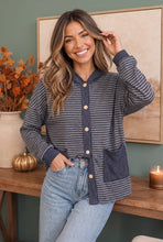 Load image into Gallery viewer, Crafting Corner Stripe Button Front Hoodie
