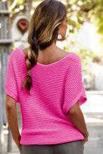 Load image into Gallery viewer, Pink Solid Loose Knit Short Dolman Sleeve Sweater
