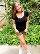 Load image into Gallery viewer, PREORDER: Lucy Lace Trim Ribbed Tee in 3 Colors
