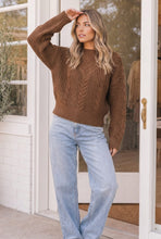 Load image into Gallery viewer, October Kiss Cable Knit Sweater in Warm Mocha
