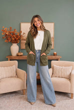 Load image into Gallery viewer, Cozy Days Open Knit Cardigan in Olive
