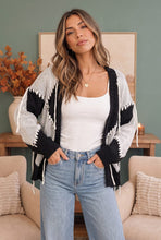 Load image into Gallery viewer, Yin and Yang Argyle Knit Cardigan in Black and Cream
