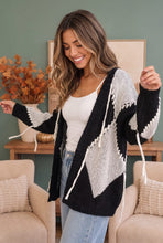 Load image into Gallery viewer, Yin and Yang Argyle Knit Cardigan in Black and Cream
