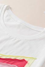 Load image into Gallery viewer, White Colorblock Star Patched Half Sleeve Oversized Tee
