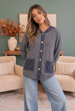 Load image into Gallery viewer, Crafting Corner Stripe Button Front Hoodie
