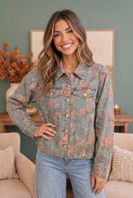 Load image into Gallery viewer, Rosy Days Floral Denim Jacket
