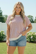 Load image into Gallery viewer, Breezy Stripe Knit Top in Ivory and Red
