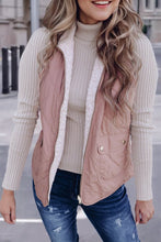 Load image into Gallery viewer, Pink Fleece Lined Quilted Vest Coats
