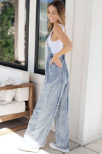 Load image into Gallery viewer, Beau Blue Light Wash Frayed Exposed Seam Wide Leg Denim Overall
