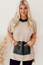 Load image into Gallery viewer, FASHION HOUSE- Smoke Gray Color Block High Low Textured Hoodie
