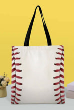 Load image into Gallery viewer, White Baseball Print Canvas Tote Bag
