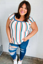 Load image into Gallery viewer, Multicolor Striped Raglan Flutter Sleeve Top
