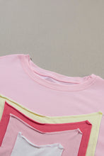 Load image into Gallery viewer, Light Pink Colorblock Star Patched Half Sleeve Oversized Tee
