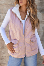 Load image into Gallery viewer, Pink Fleece Lined Quilted Vest Coats
