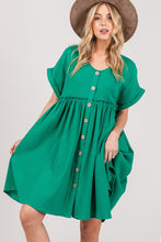 Load image into Gallery viewer, Full Size Button Up Short Sleeve Dress- SAGE + FIG
