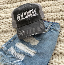 Load image into Gallery viewer, OCEAN &amp; 7TH- Beachaholic Embroidered Trucker Hat
