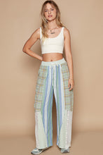 Load image into Gallery viewer, Drawstring Plaid Print Lace Straight Pants- POL
