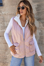 Load image into Gallery viewer, Pink Fleece Lined Quilted Vest Coats
