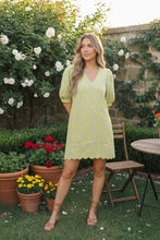 Load image into Gallery viewer, Lime Blossom Jacquard Mini Dress
