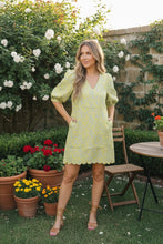 Load image into Gallery viewer, Lime Blossom Jacquard Mini Dress
