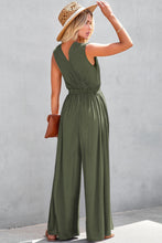 Load image into Gallery viewer, Jungle Green Deep V Pleated Crisscross Wide Leg Backless Jumpsuit
