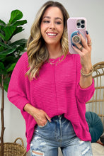 Load image into Gallery viewer, Rose Red Textured Center Seam Long Sleeve Split Top
