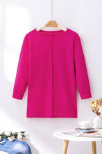 Load image into Gallery viewer, Rose Red Textured Center Seam Long Sleeve Split Top
