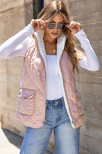 Load image into Gallery viewer, Pink Fleece Lined Quilted Vest Coats
