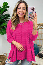 Load image into Gallery viewer, Rose Red Textured Center Seam Long Sleeve Split Top
