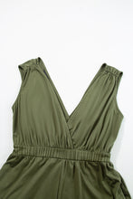 Load image into Gallery viewer, Jungle Green Deep V Pleated Crisscross Wide Leg Backless Jumpsuit
