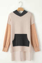 Load image into Gallery viewer, FASHION HOUSE- Smoke Gray Color Block High Low Textured Hoodie
