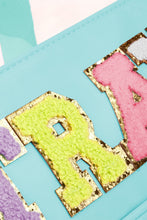 Load image into Gallery viewer, Mint Green TRAVEL Chenille Letter Clear PVC Makeup Bag

