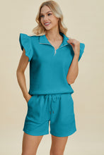 Load image into Gallery viewer, Full Size Texture Flounce Sleeve Top and Shorts Set- Double Take
